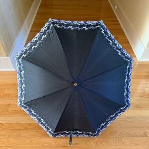 Japanese Parasol Umbrella Black Purple Long with Wood Handle